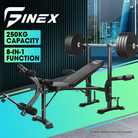 Finex Weight Bench 8-in-1 Press Multi-Station Fitness Weights Squat Rack Incline