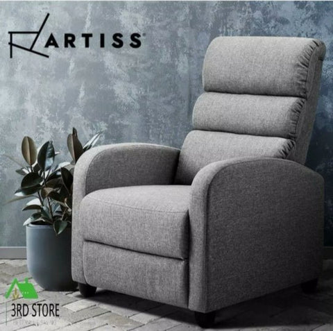 Artiss Recliner Chair Chairs Lounge Armchair Sofa Leather Cover grey Luxury
