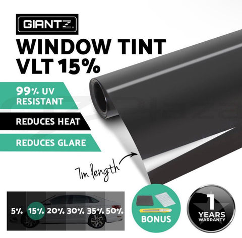15% VLT Window Tint Film Black Roll 760mmx7m + Window Tinting Tools Kit Car Home