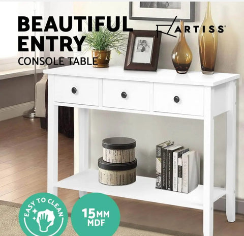 Artiss Console Table Hall Side Entry 3 Drawers Display White Desk Furniture