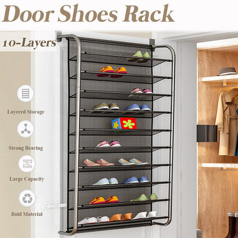 10 Tier 36 Pair Shoe Rack Over Door Hanging Organiser Stand Shelf Holder AU - Bright Tech Home