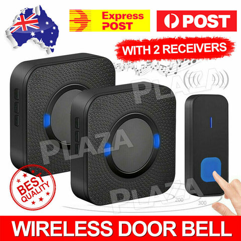 Wireless Door Bell Chime Waterproof Doorbell 2 Plugin Receivers 300M Long Range - Bright Tech Home