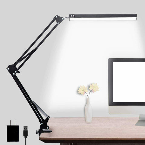 led desk lamp adjustable swing arm lamp with clamp eye-caring reading desk light