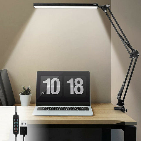 led desk lamp adjustable swing arm lamp with clamp eye-caring reading desk light