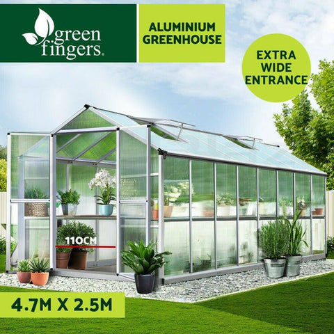 Greenfingers Aluminium Greenhouse Polycarbonate Green House Garden Shed 4.7x2.5M - Bright Tech Home