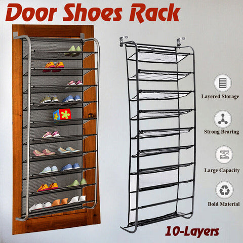 10 Tier 36 Pair Shoe Rack Over Door Hanging Organiser Stand Shelf Holder AU - Bright Tech Home