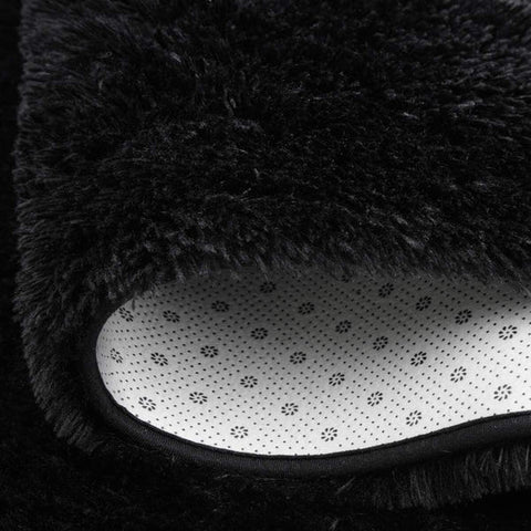 XL Extra Large  Plush Luxury Shag Rug Carpet Mat (Black, 200 x 300cm)