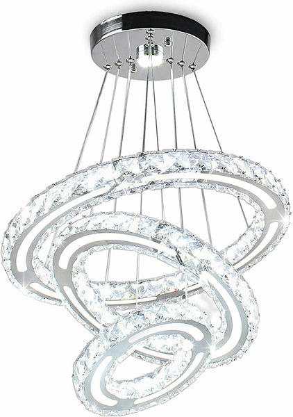 Modern Round 3 Ring Crystal 52W LED Pendant Lamp Chandelier Ceiling light Decor