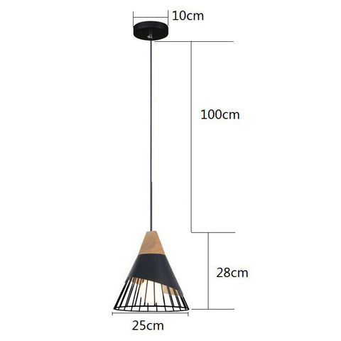 3X Black Pendant Light Wood Lamp Kitchen Pendant Lighting Modern Ceiling Lights - Bright Tech Home