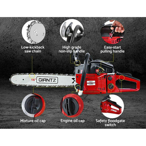 Giantz Petrol Chainsaw Commercial 45cc E-Start 16'' Top Handle Tree Chain Saw