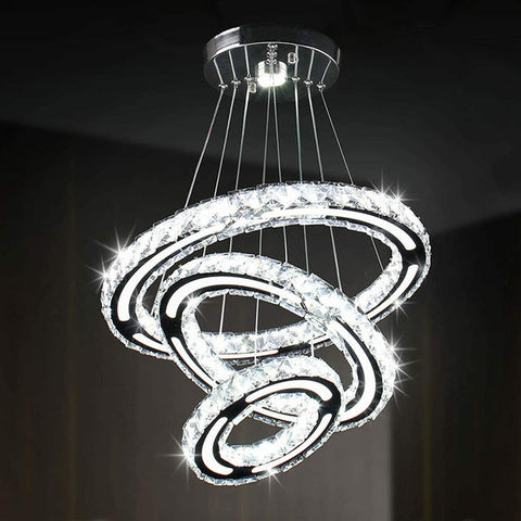 Modern Round 3 Ring Crystal 52W LED Pendant Lamp Chandelier Ceiling light Decor