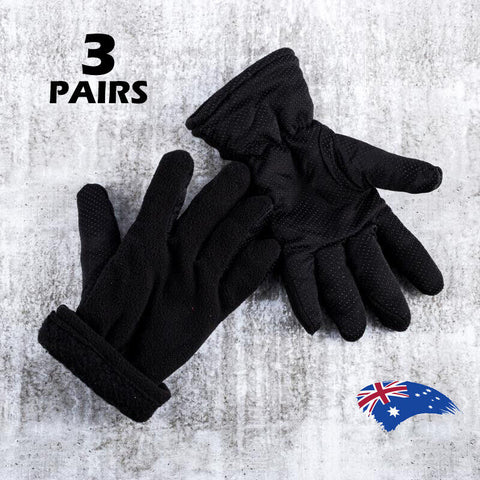 3x Gloves Thermal Polar fleece Lined Keep Dry Multi Purpose Grip Adults - Bright Tech Home