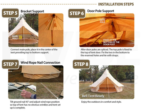 MIUZ 3M Bell Tent Camping Canvas Tent Beach Yurt Safari Waterproof Stove Jack - Bright Tech Home
