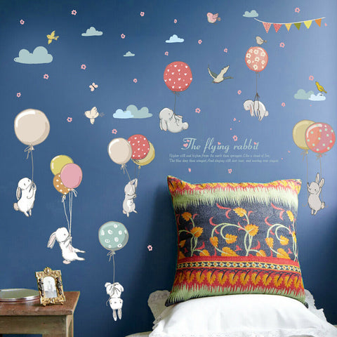 Removable Balloon Rabbit Wall Sticker Art Decal Kids Baby Home Room Decoration - Bright Tech Home