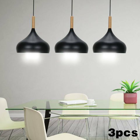 3X Kitchen Lamp Bar Pendant Light Wood Chandelier Lighting Modern Ceiling Lights - Bright Tech Home
