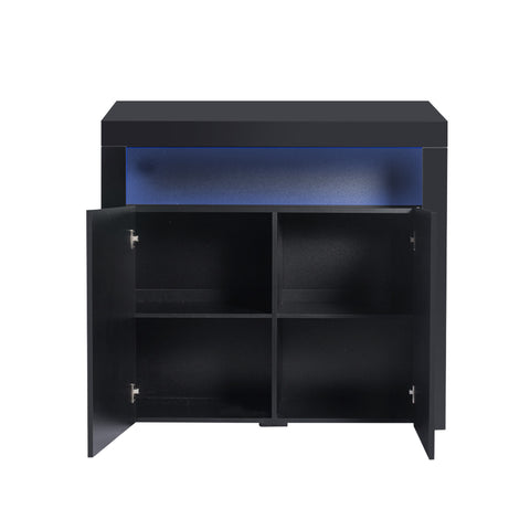 Levede Buffet Sideboard Storage Cabinet Modern High Gloss Furniture LED Black
