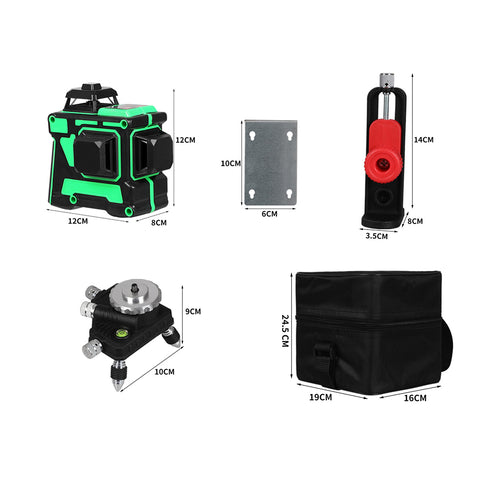 Traderight Laser Level Green Light Self Leveling 360° Rotary 3D 12 Line Measure - Bright Tech Home