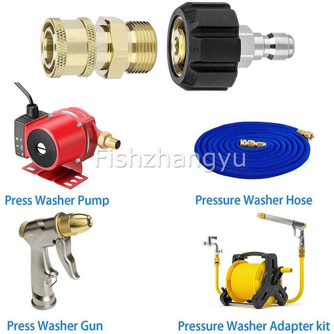 1/4" M22 High Brass Pressure Washer Adapter Set Swivel Quick Connect Kit Outdoor