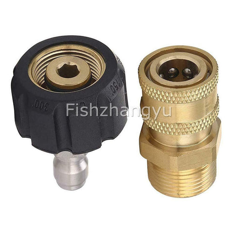 1/4" M22 High Brass Pressure Washer Adapter Set Swivel Quick Connect Kit Outdoor