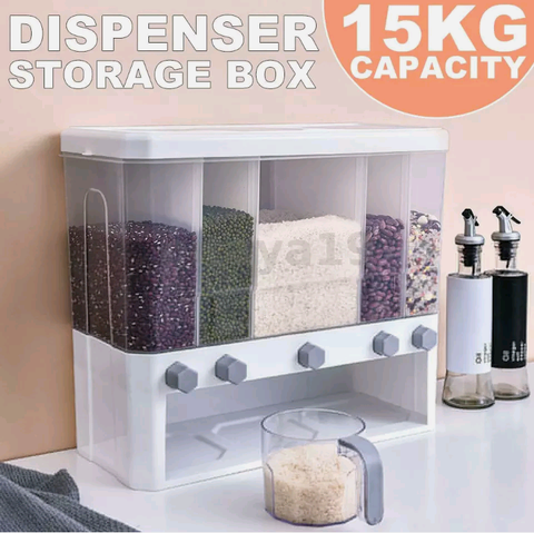 15kg Wall Mounted Cereal Dispenser Dry Food Storage Container W/measuring Cup - Bright Tech Home