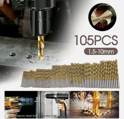 105pc Drill Bits Set For Stainless Steel Metal Hss-co Cobalt Bit Titanium - Bright Tech Home