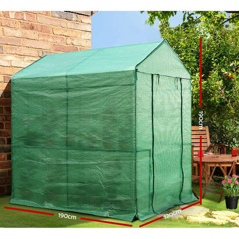 GREENFINGERS GREENHOUSE GARDEN SHED WALK IN GREEN HOUSE 1.9X1.2M STORAGE PLANT - Bright Tech Home