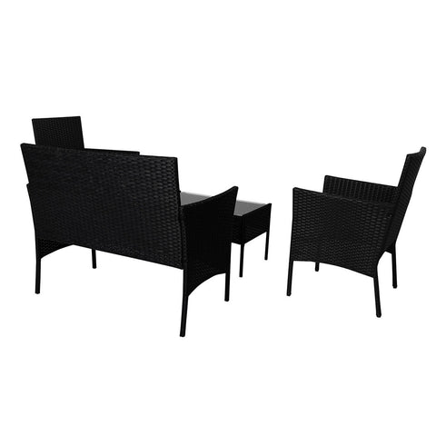 Levede 4 PCS Outdoor Furniture Setting Patio Garden Table Chairs Set Wicker Seat