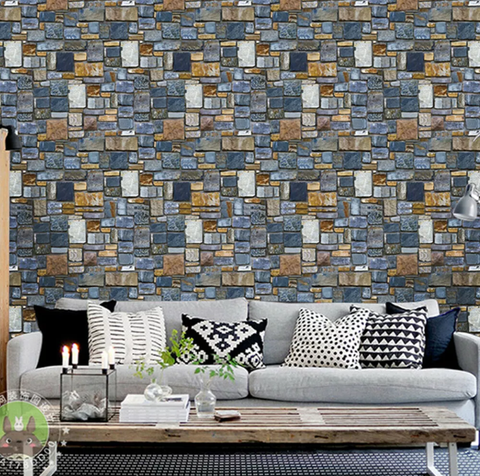 10m 3D Rustic Brick Stone Wallpaper Vinyl Wall Sticker Bedroom Living Room Decor - Bright Tech Home