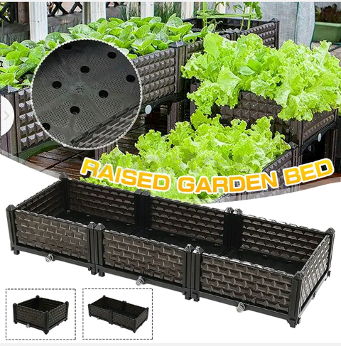 Garden Outdoor Raised Bed Flower Herb Planting Box Rectangular Patio Planter Pot