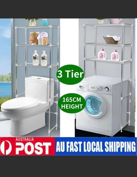 3 Tiers Storage Rack Over Toilet/Bathroom/Laundry/Washing Machine Towel Shelf AU