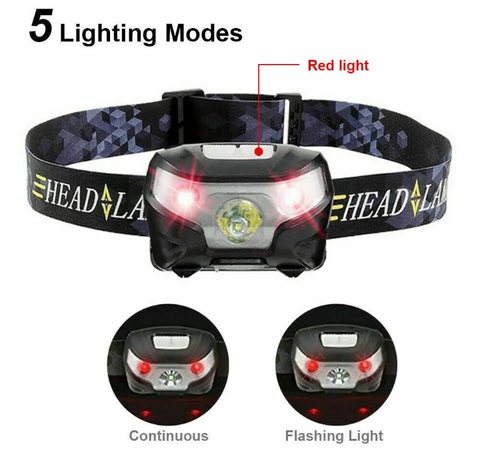 2x Rechargeable LED Head Torch Headlight Lamp CE Camping Induction Headlamp USB - Bright Tech Home