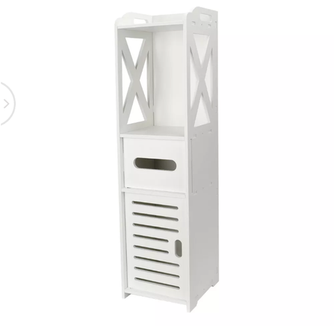 White Bathroom Toilet Storage Cabinet Laundry Cupboard Assorted Shelf Drawer Fur