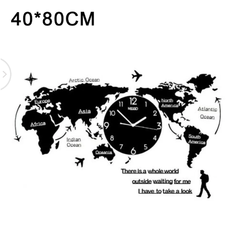Wall Clocks 3D Ultra Quiet Acrylic Watch World Map Modern Home Decorations Clock