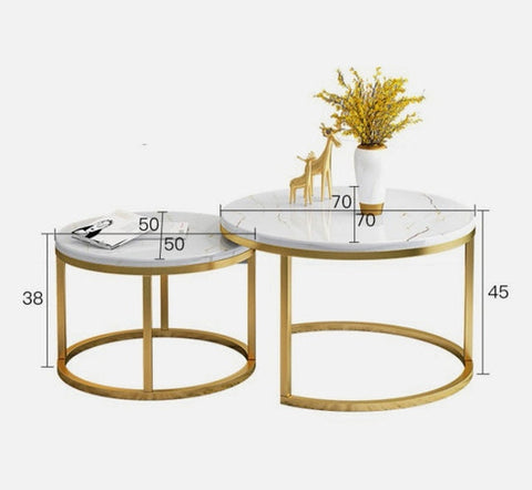 Synergy 2 In 1 Designer Marble Pattern Coffee Table (White)