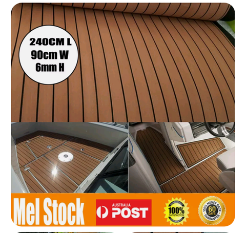 240cmx90cm Marine Flooring Faux Teak EVA Foam Boat Yacht Decking Sheet Brown AU - Bright Tech Home