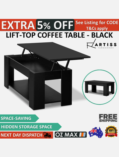 Lift-Up Top Coffee Table Space-Saving Furniture Under-Shelf Storage Heavy Duty