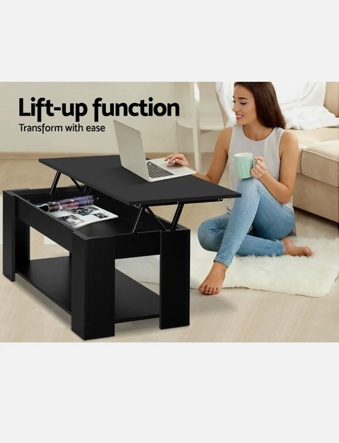 Lift-Up Top Coffee Table Space-Saving Furniture Under-Shelf Storage Heavy Duty