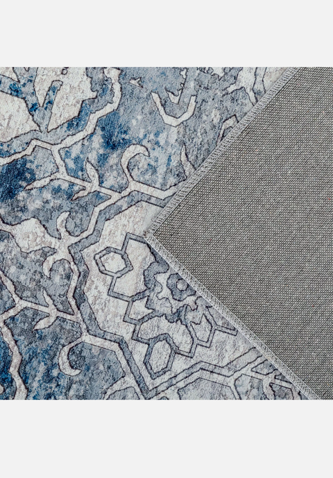 Extra Large Floor Rug Blue Grey Distressed Allover Persian Vintage  Carpet Runner