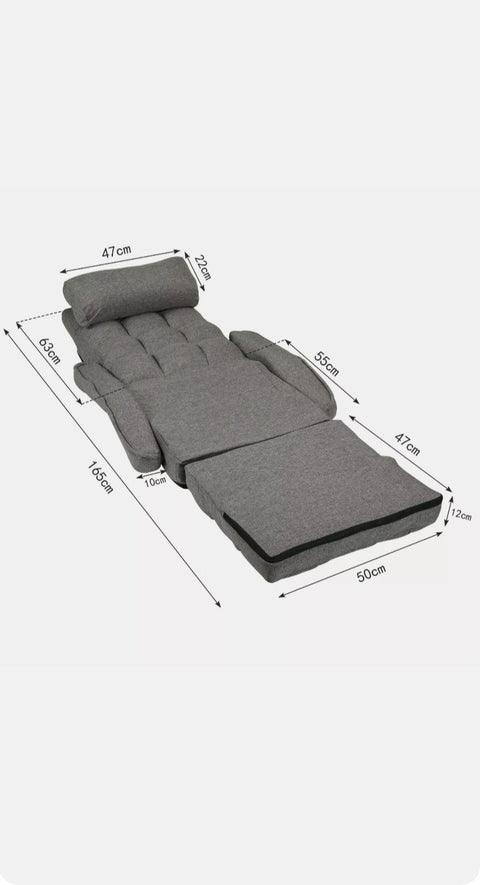 Adjustable Floor Sofa Bed Lounge Recliner Folding Chaise Futon Chair Couch Grey - Bright Tech Home