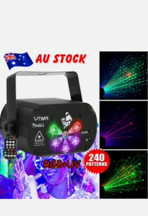 RGB UV 240 Patterns Light Laser Projector Stage Lighting Disco Party Light USB
