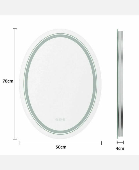 High Lumen Big Oval LED Bathroom Mirror Wall Vanity Mirror Anti-Fog Smart Touch