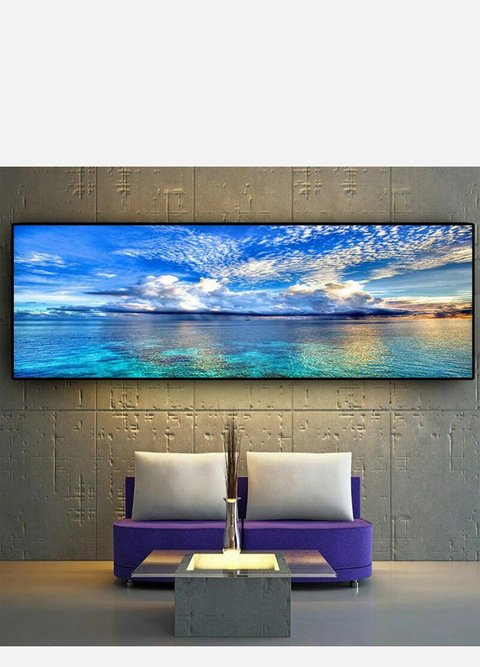 Canvas Painting Wall Art Natural Sunset Could Lake Landscape Poster Wall Picture