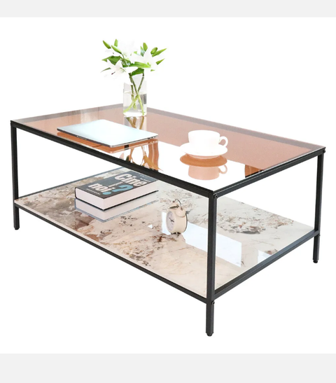 luxury amber glass cocktail table modern coffee table marble storage living room