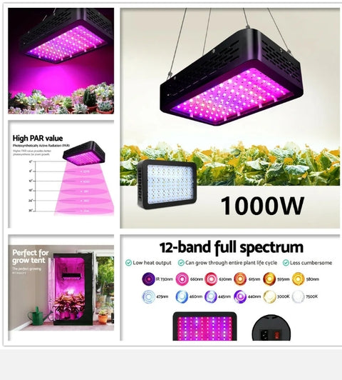 1000W LED Grow Light Kit Full Spectrum Indoor Plant Growth Hydroponic System New - Bright Tech Home