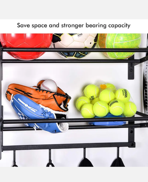 Ball Storage Rack Basketball Holder Wall Mount Shelf Sports Equipment Storage AU - Bright Tech Home