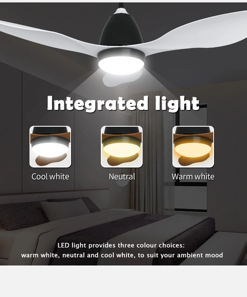Elegant Ceiling Fan LED Dimmable Light Adjustable Wind Speed With Remote 52"&48"