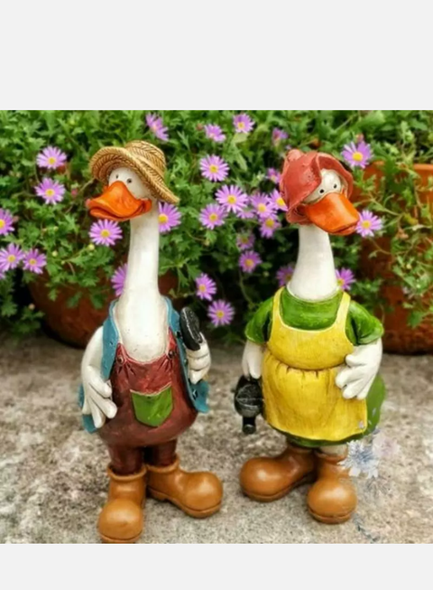 Cute Duck Home Garden Statues Lawn Resin Duck Ornament Sculpture Home Decor Gift