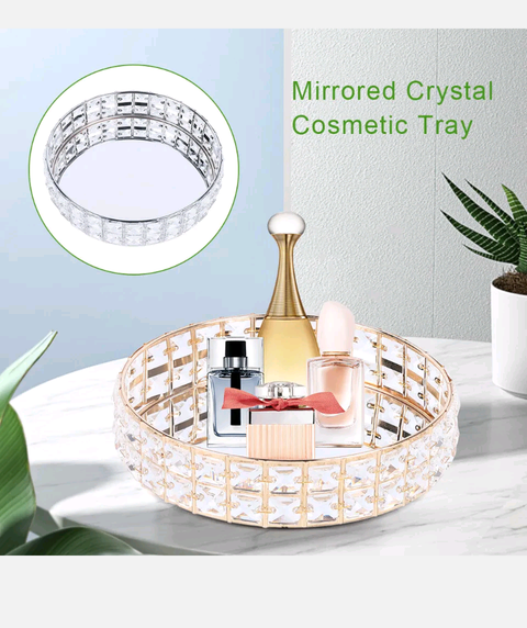 Crystal Mirrored Vanity Tray Decorative Tray Perfume Jewelry Makeup Organizer AU