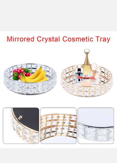 Crystal Mirrored Vanity Tray Decorative Tray Perfume Jewelry Makeup Organizer AU