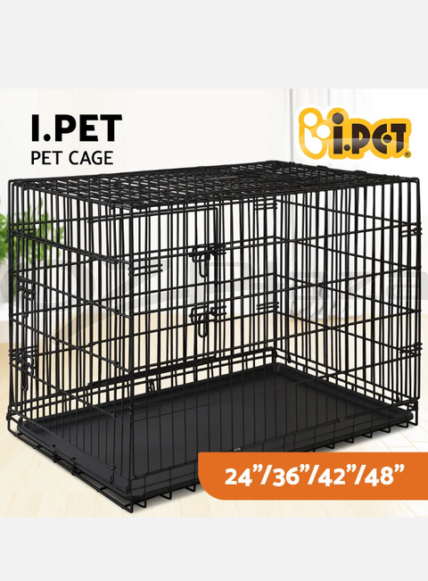 i.Pet Dog Cage Crate Kennel Cat Collapsible Metal Cages 24"~ 48" Playpen Large